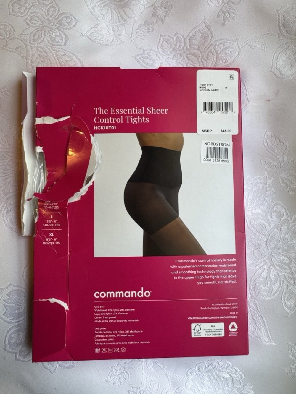 COMMANDO The ESSENTIAL SHEER Control Tights Medium Nude M HCK10T01 $46 NEW - Picture 6 of 9